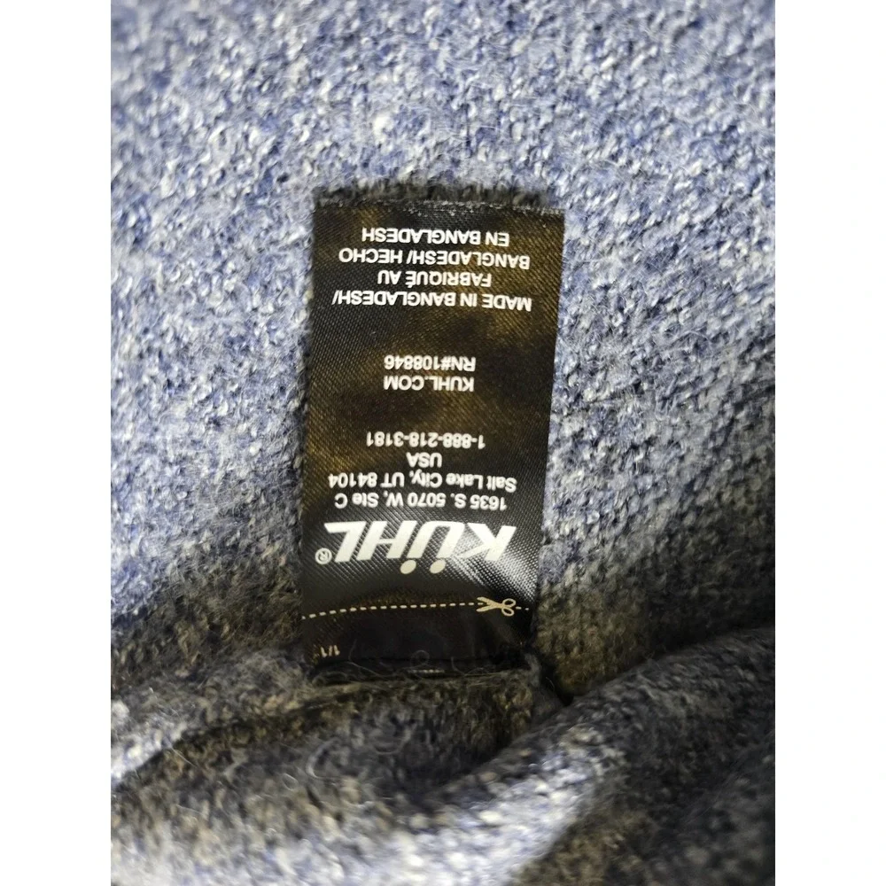 Kuhl Sweater Mens Small Blue Gradient Stripe Knit V Neck Pullover Winter